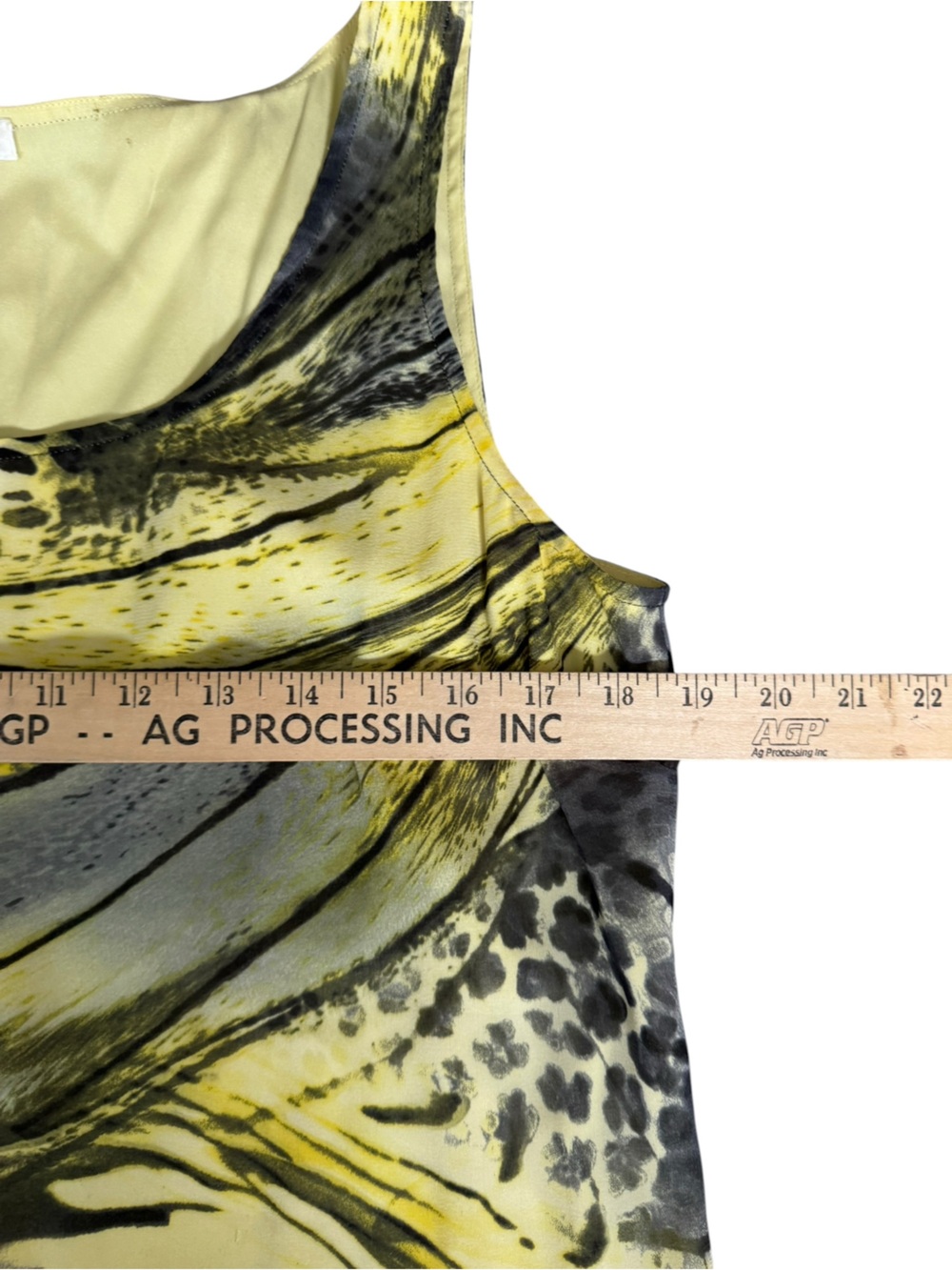 St. John Silk Blend Abstract Print Sleeveless Tank Top Yellow Gray M - Picture 3 of 6